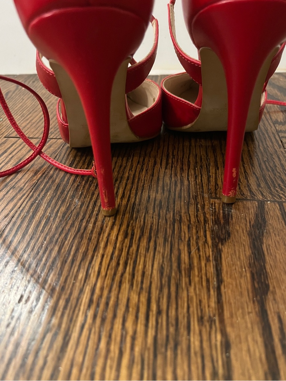 Steve Madden Red Lace-Up Pointed Toe Stiletto Heels Size [SIZE 5] - Picture 4 of 4